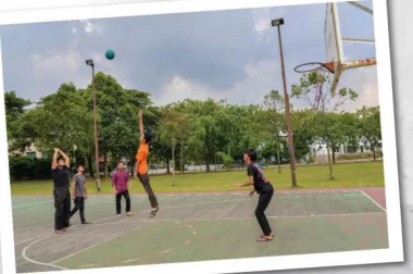 Students taking part in an outdoor sporting activity